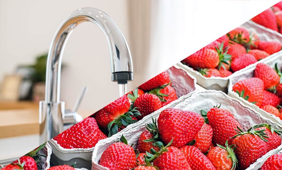 Vattenkran och jordgubbar. Kiwas produktcertifiering täcker många olika slags produkter.