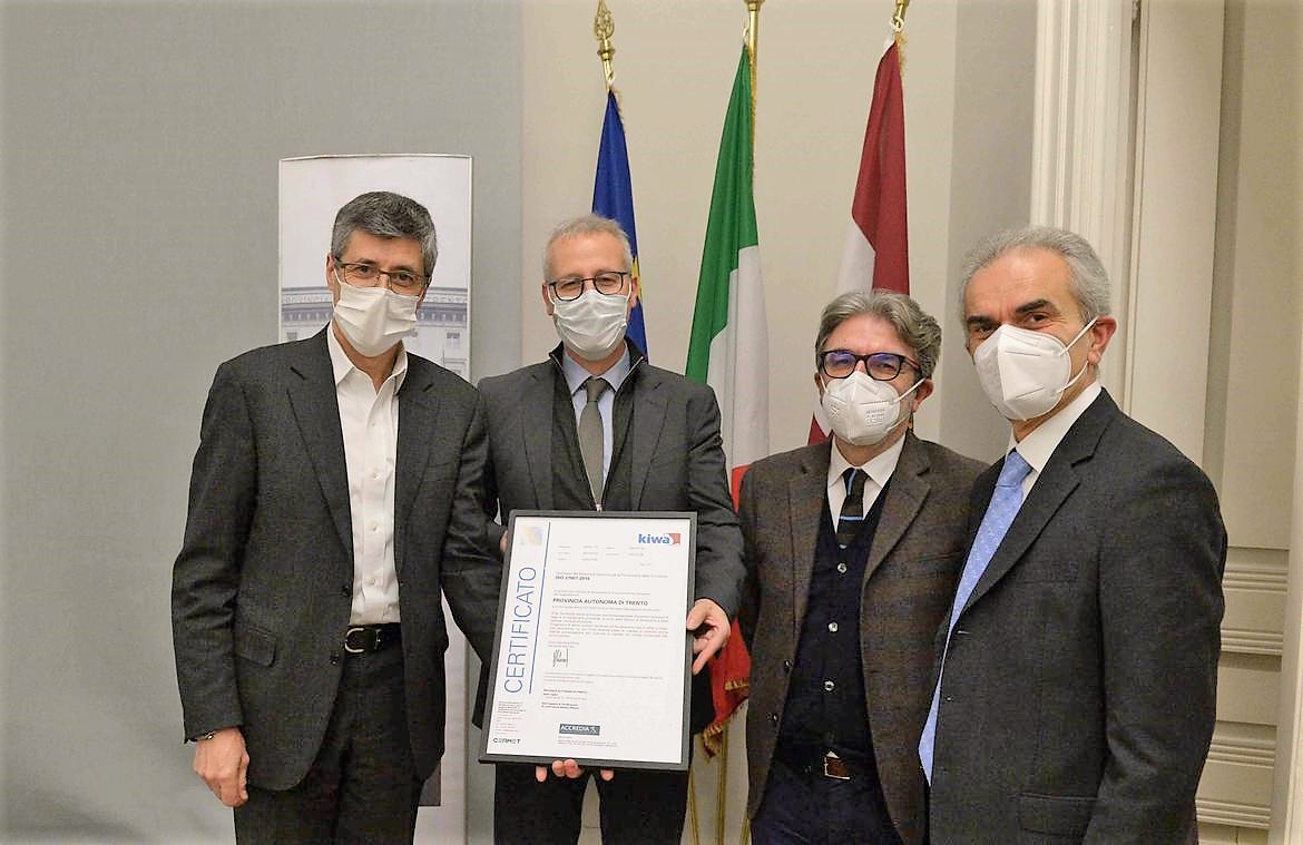 Kiwa Italia a Trento per la consegna del certificato ISO 37001 alla Provincia Autonoma