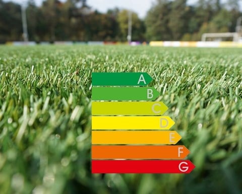 Football field with energy label