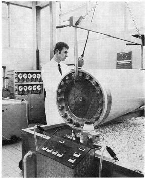 Man performing equipment inspection in 1978 