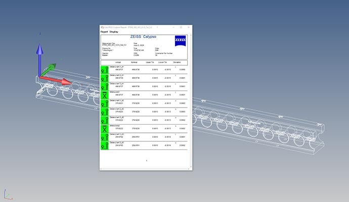 M&aring;leresultatene som viser hvor n&oslash;yaktig m&aring;lemaskinen er. Foto.