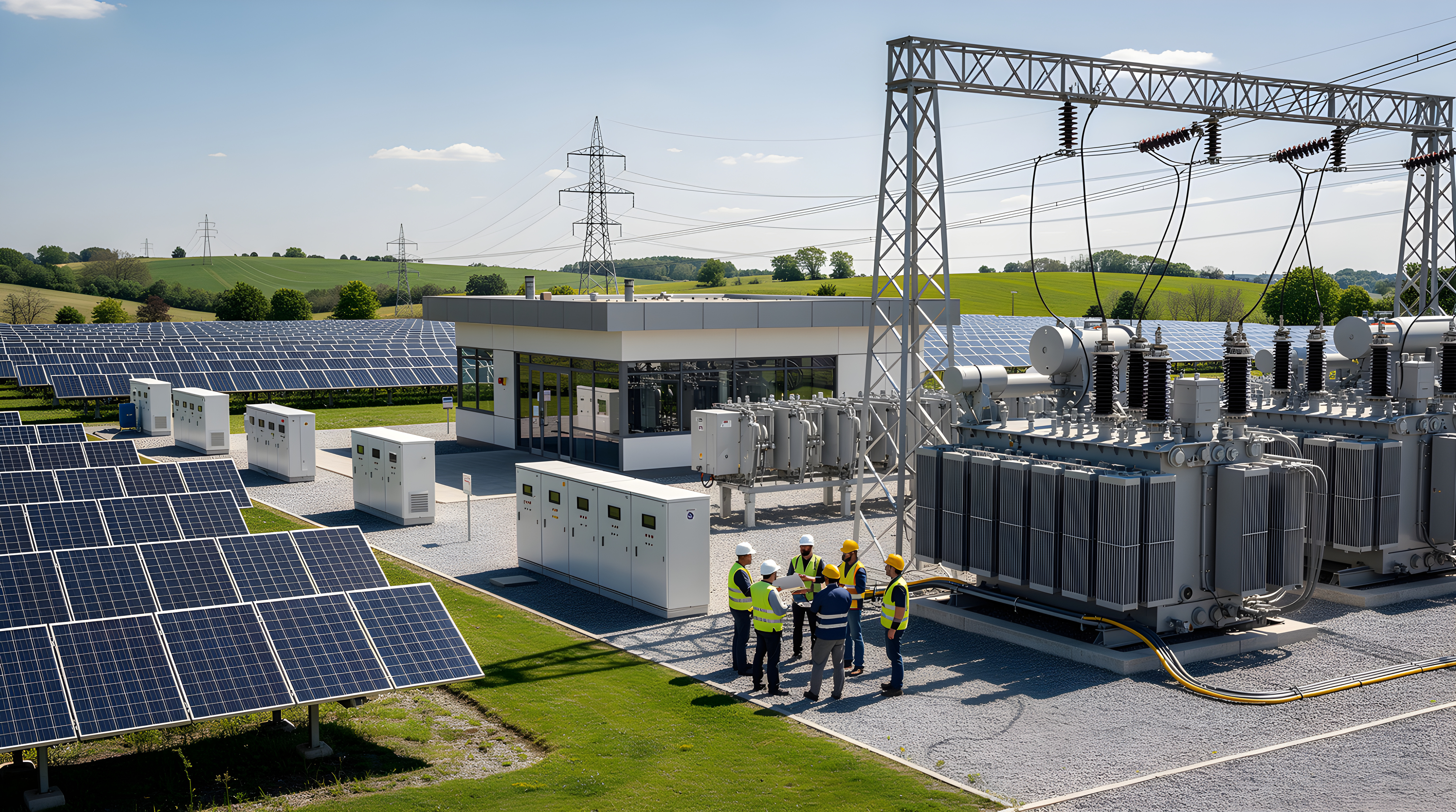 Tecnici in un parco fotovoltaico