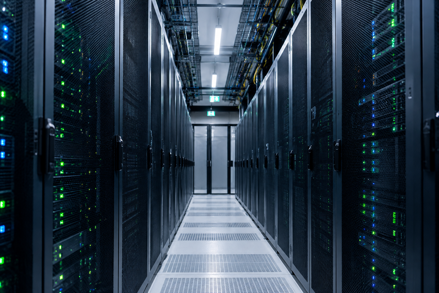 A corridor of a datacenter
