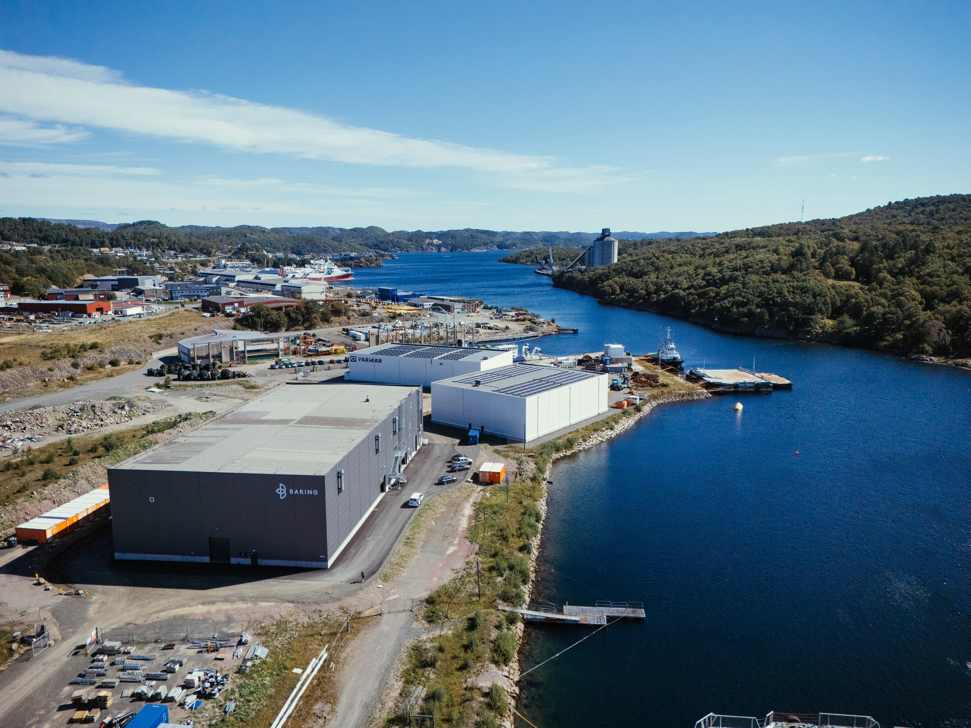 drone footage of Baring Farsund land based fishery
