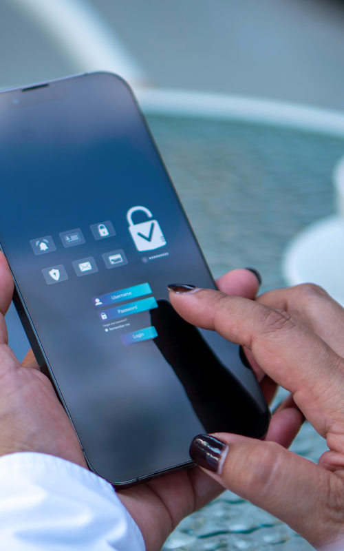 Person working on a mobile phone