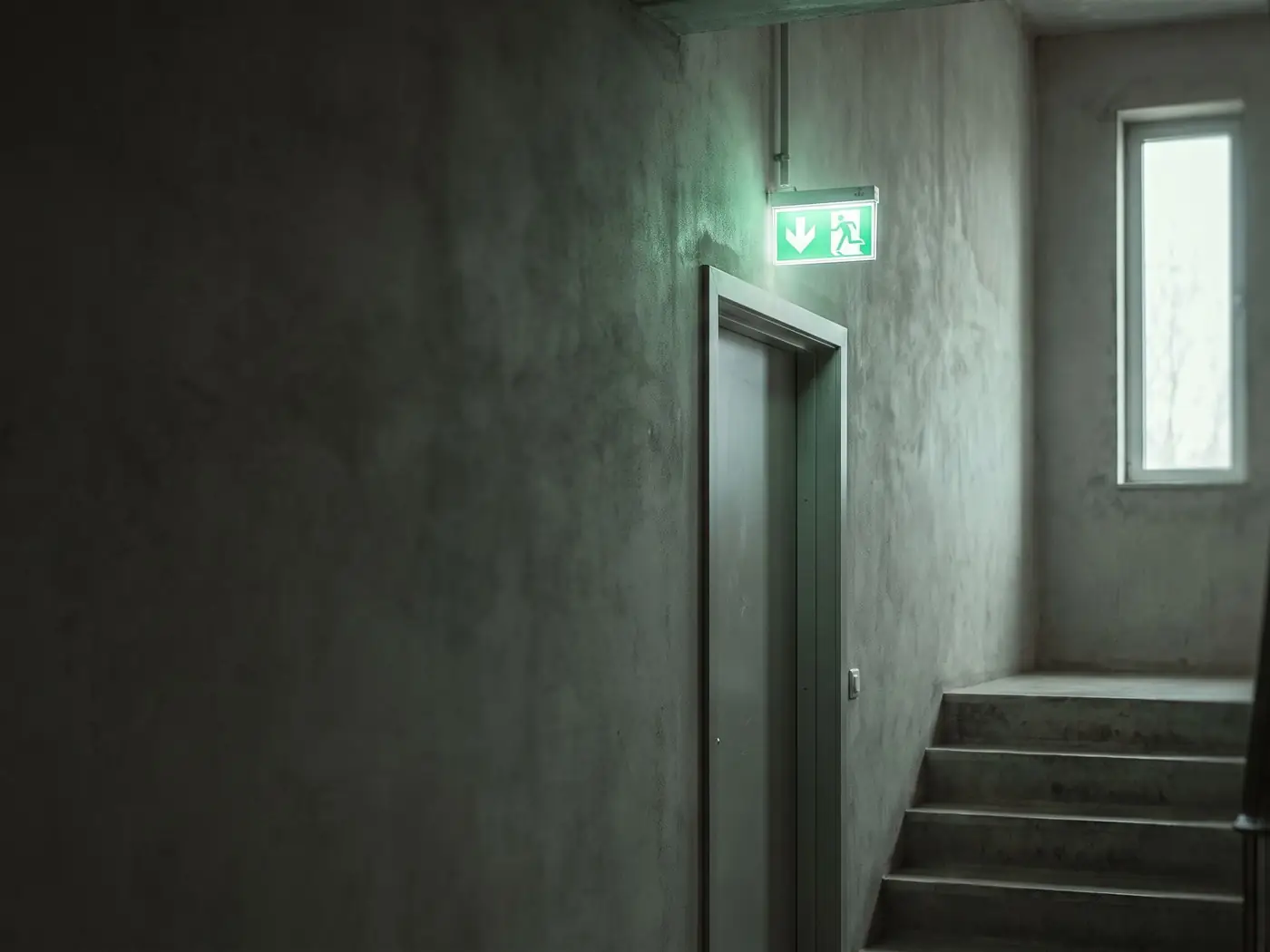 Noodverlichting boven een deur