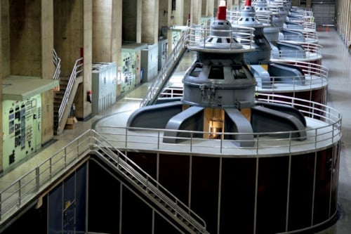 big corridor in a power plant facility