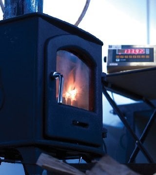 solid fuel burning inside a furnace