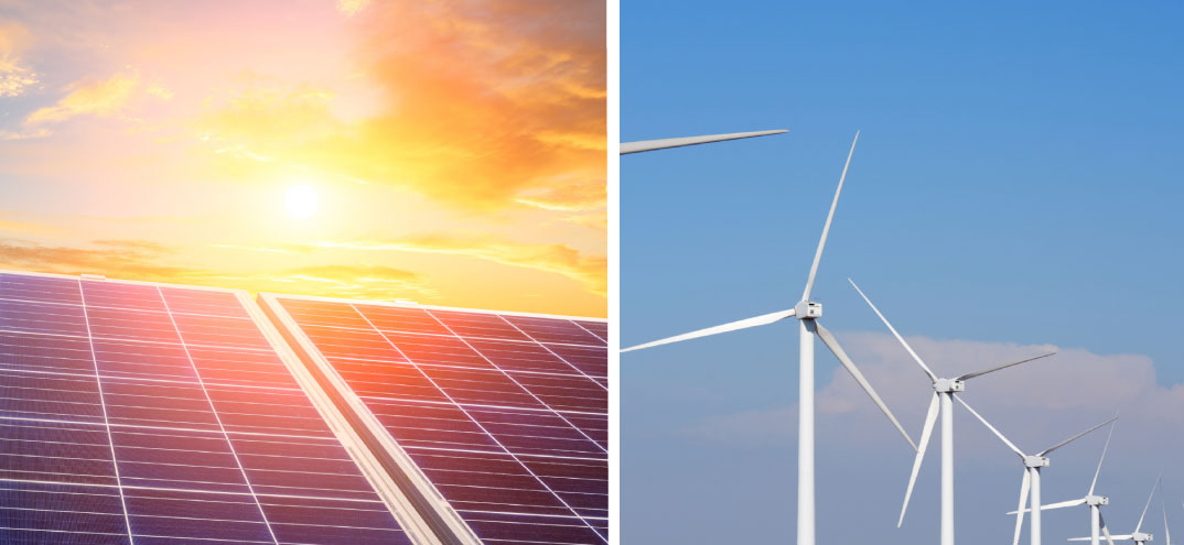 Paneles solares y torres Eolicas