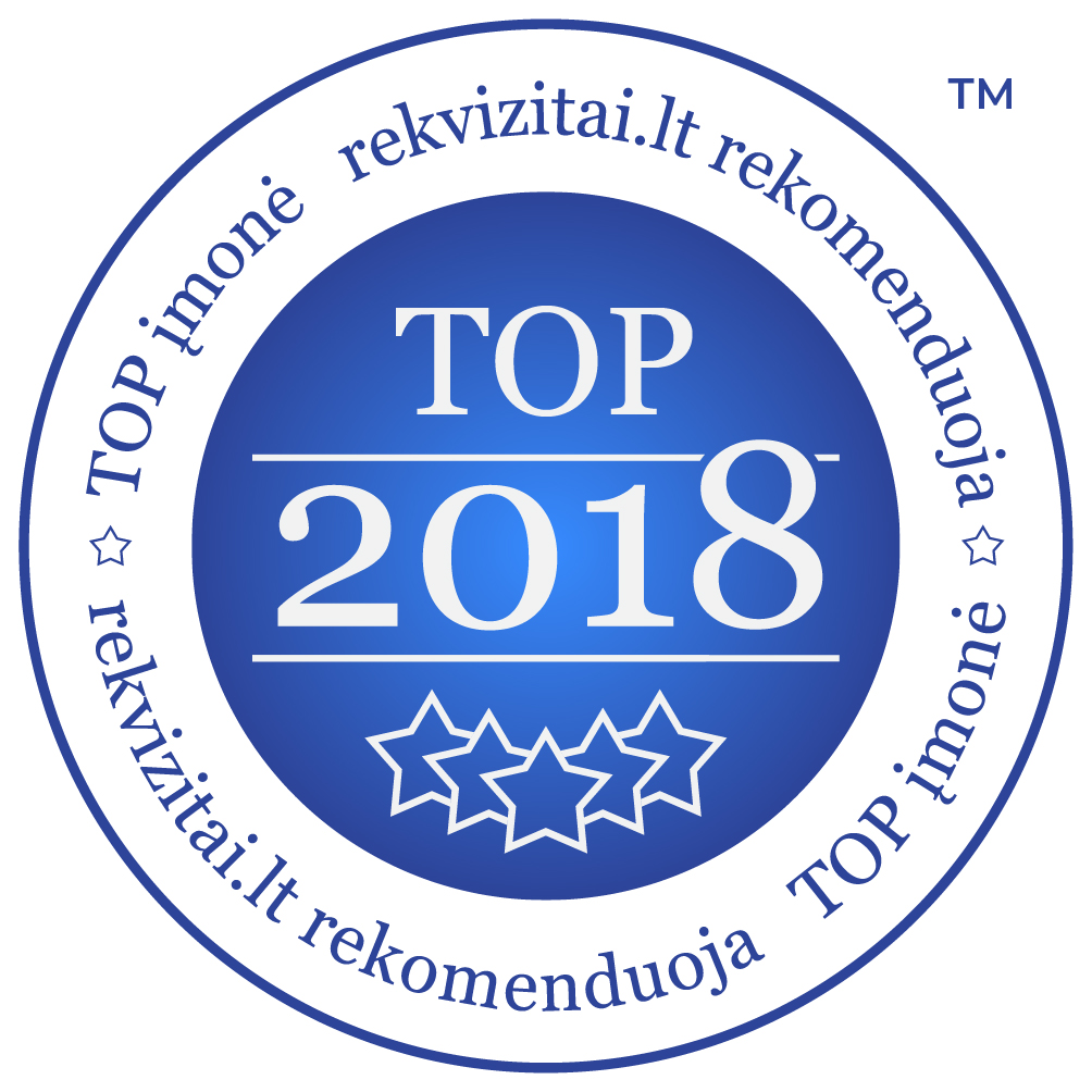 Rekvizitai.lt TOP įmonė 2018 ženklelis