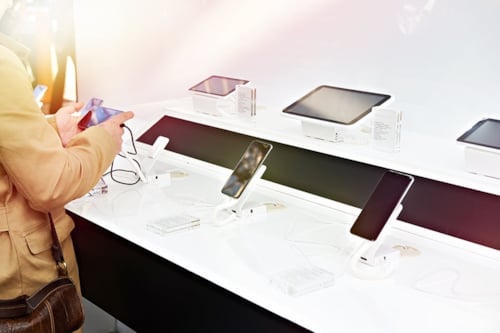 Consumer following products in store